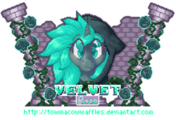 Size: 400x273 | Tagged: safe, artist:towmacow, artist:towmacowwaffles, oc, oc only, oc:velvet rose, pony, unicorn, commission, pixel art, simple background, solo, transparent background