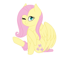 Size: 1600x1236 | Tagged: safe, artist:firepetalfox, fluttershy, pegasus, pony, g4, female, one eye closed, simple background, sitting, solo, transparent background