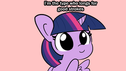 Size: 1280x720 | Tagged: safe, artist:tjpones, twilight sparkle, alicorn, pony, g4, bust, c:, cute, dialogue, female, mare, pink background, pop team epic, simple background, smiling, solo, spread wings, text, twilight sparkle (alicorn), wings