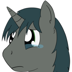 Size: 1500x1500 | Tagged: safe, artist:da random, oc, oc only, oc:da random, pony, unicorn, bust, crying, ear fluff, emoticon, male, portrait, sad, simple background, solo, stallion, transparent background