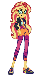 Size: 568x992 | Tagged: safe, artist:smurfettyblue, derpibooru exclusive, sunset shimmer, equestria girls, g4, leak, choker, clothes, female, pants, solo, yoga pants