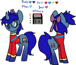 Size: 545x468 | Tagged: safe, artist:nootaz, oc, oc only, oc:save state, pony, unicorn, bow, clothes, commission, female, glasses, mare, reference sheet, simple background, solo, transparent background
