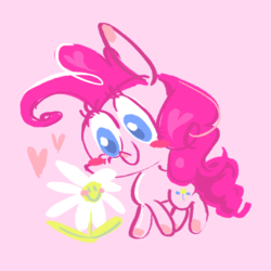 Size: 800x800 | Tagged: safe, artist:yang0, pinkie pie, pony, g4, cute, diapinkes, female, flower, heart, solo, weapons-grade cute
