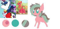 Size: 1333x654 | Tagged: safe, artist:angelstar000, big macintosh, shining armor, oc, oc:cookie, earth pony, pony, g4, color palette, magical gay spawn, offspring, parent:big macintosh, parent:shining armor, parents:shiningmac, simple background, white background