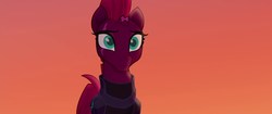 Size: 1920x804 | Tagged: safe, screencap, tempest shadow, pony, unicorn, g4, my little pony: the movie, broken horn, eye scar, female, horn, mare, scar, smiling, solo