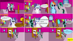 Size: 3872x2177 | Tagged: safe, artist:mellowbomb, rainbow dash, rarity, oc, oc:closingrain, comic:calamity fateful, g4, 1000 hours in ms paint, dialogue, high res