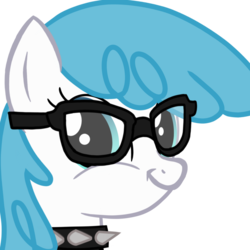 Size: 800x800 | Tagged: safe, artist:toyminator900, derpibooru exclusive, edit, lightning bolt, white lightning, pegasus, pony, g4, abstract background, bust, choker, exploitable bolt, faic, female, glasses, mare, simple background, smirk, solo, spiked choker, transparent background, twiface, wrong neighborhood