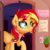 Size: 3000x3000 | Tagged: safe, artist:katakiuchi4u, sunset shimmer, butterfly, pony, unicorn, anti-bronybait, butterfly on nose, door, doorway, female, frozen, insect on nose, mare, patreon, patreon logo, raised hoof, sign, solo