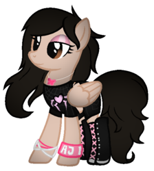 Size: 508x566 | Tagged: safe, artist:lavender-light-bases, artist:thecreativeenigma, pegasus, pony, aj lee, base used, boots, clothes, eyeshadow, female, jewelry, makeup, mare, necklace, ponified, shoes, simple background, solo, sports, transparent background, wrestling, wwe