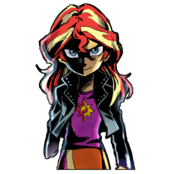 Size: 1800x1800 | Tagged: dead source, safe, artist:baekgup, edit, sunset shimmer, equestria girls, g4, badass, clothes, evil smile, female, grin, looking at you, simple background, smiling, solo, transparent background