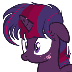 Size: 758x757 | Tagged: safe, artist:venomns, oc, oc only, oc:dusk, pony, unicorn, female, floppy ears, magical lesbian spawn, mare, offspring, parent:tempest shadow, parent:twilight sparkle, parents:tempestlight, simple background, solo, transparent background