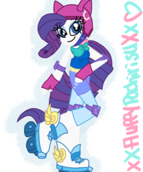 Size: 1024x1229 | Tagged: safe, artist:xxfluffypachirisuxx, rarity, equestria girls, g4, my little pony equestria girls: friendship games, clothes, female, roller skates, simple background, solo, transparent background