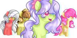 Size: 1646x822 | Tagged: safe, artist:macaroonburst, oc, oc only, earth pony, pegasus, pony, unicorn, female, mare, simple background, transparent background