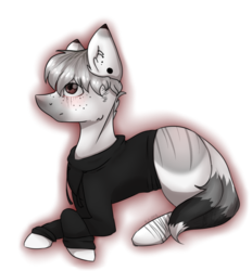 Size: 1300x1400 | Tagged: safe, artist:lastaimin, oc, oc only, earth pony, fox, fox pony, hybrid, original species, pony, augmented tail, clothes, fox tail, hoodie, prone, simple background, solo, transparent background