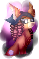 Size: 1836x2777 | Tagged: safe, artist:6-fingers-lover, oc, oc only, oc:wandering mind, donkey, bust, chest fluff, female, glasses, portrait, simple background, solo, transparent background