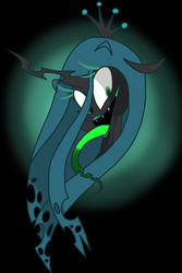Size: 540x810 | Tagged: safe, artist:miss-zi-zi, queen chrysalis, changeling, changeling queen, g4, bust, crown, female, green tongue, jewelry, portrait, regalia, solo, tongue out
