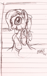 Size: 1783x2857 | Tagged: safe, artist:binkyt11, derpibooru exclusive, oc, oc only, goo pony, original species, pony, blood, blood pony, female, frog (hoof), lined paper, looking at you, mare, monochrome, solo, traditional art, underhoof