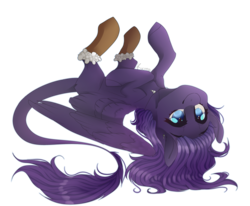 Size: 2000x1650 | Tagged: safe, artist:skimea, oc, oc only, oc:ender heart, pegasus, pony, boots, female, leonine tail, mare, on back, shoes, simple background, solo, transparent background, upside down
