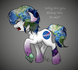 Size: 854x766 | Tagged: safe, artist:mimicproductions, oc, oc only, oc:earth-chan, earth pony, pony, crying, female, mare, meme, nasa, ponified, solo, tears of pain
