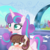 Size: 768x768 | Tagged: safe, artist:cookie-cat-gem, princess flurry heart, oc, oc:crystal cake, pony, g4, baby, baby pony, female, holding a pony, mother and daughter, offspring, older, parent:pound cake, parent:princess flurry heart, parents:poundflurry