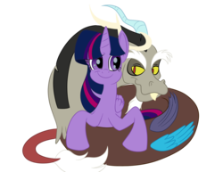 Size: 1925x1488 | Tagged: safe, artist:discolight-diary, artist:turkleson, discord, twilight sparkle, alicorn, pony, g4, ask, female, male, ship:discolight, shipping, simple background, straight, transparent background, tumblr, twilight sparkle (alicorn)