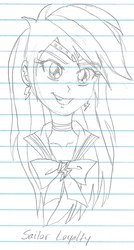 Size: 581x1083 | Tagged: safe, artist:haleyc4629, part of a set, rainbow dash, human, equestria girls, g4, beautiful, bust, crossover, cute, dashabetes, female, lined paper, manga attempt, monochrome, portrait, sailor loyalty, sailor moon (series), sailor senshi, simple background, sketch, solo, traditional art, woman
