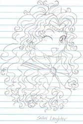 Size: 893x1334 | Tagged: safe, artist:haleyc4629, part of a set, pinkie pie, human, equestria girls, g4, beautiful, bust, crossover, cute, diapinkes, female, lined paper, manga attempt, one eye closed, portrait, sailor laughter, sailor moon (series), sailor senshi, sketch, solo, traditional art, wink, woman