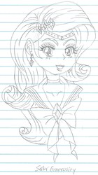 Size: 768x1372 | Tagged: safe, artist:haleyc4629, part of a set, rarity, human, equestria girls, g4, beautiful, bust, crossover, cute, female, lineart, lined paper, manga attempt, monochrome, portrait, raribetes, sailor generosity, sailor moon (series), sailor senshi, simple background, sketch, solo, traditional art, woman