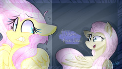 Size: 1920x1080 | Tagged: safe, artist:lynchristina, fluttershy, pegasus, pony, g4, duality, evil side, floppy ears