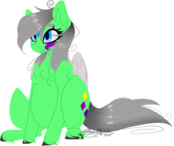 Size: 974x822 | Tagged: safe, artist:ohflaming-rainbow, oc, oc only, oc:winter flaze, pegasus, pony, colored wings, female, mare, simple background, sitting, solo, transparent background