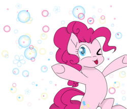Size: 1158x1000 | Tagged: safe, artist:chautung, pinkie pie, pony, g4, female, one eye closed, solo, tongue out