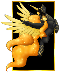 Size: 1412x1708 | Tagged: safe, artist:mythpony, oc, oc only, oc:astral eclipse, alicorn, pony, alicorn oc, colored wings, eyes closed, flying, multicolored wings, solo
