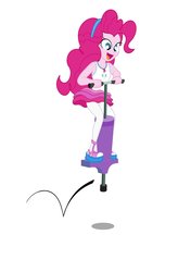 Size: 724x1104 | Tagged: safe, artist:bbbhuey, pinkie pie, human, equestria girls, g4, my little pony equestria girls: better together, bouncing, clothes, cute, diapinkes, female, fun, geode of sugar bombs, happy, headband, new outfit, open mouth, open smile, pantyhose, pogo stick, sandals, show accurate, simple background, skirt, smiling, solo, tank top, white background