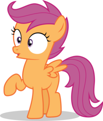 Size: 4791x5597 | Tagged: safe, artist:tomfraggle, scootaloo, pegasus, pony, g4, marks and recreation, absurd resolution, amazed, female, open mouth, raised hoof, simple background, solo, transparent background