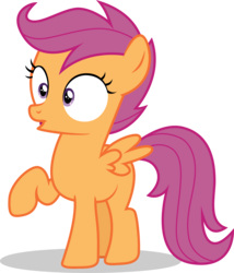 Size: 4791x5597 | Tagged: safe, artist:tomfraggle, scootaloo, pegasus, pony, g4, marks and recreation, my little pony: friendship is magic, absurd resolution, amazed, female, open mouth, raised hoof, simple background, solo, transparent background