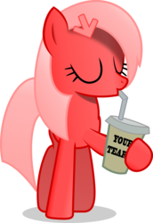 Size: 4047x5881 | Tagged: safe, artist:zylgchs, derpibooru exclusive, oc, oc only, oc:downvote, pony, derpibooru, g4, absurd resolution, derpibooru ponified, drinking, meta, ponified, solo, vector, your tears are delicious