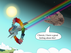 Size: 1024x758 | Tagged: safe, artist:malte279, rainbow dash, g4, millenium falcon, origami, sonic rainboom, star wars