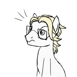 Size: 1000x1000 | Tagged: safe, artist:pablote, oc, oc only, oc:parchment bleach, earth pony, pony, glasses, male, realization, simple background, solo, stallion, transparent background, wavy mouth