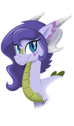 Size: 600x1020 | Tagged: safe, artist:jo-bac, oc, oc only, oc:iolite, dracony, hybrid, blue eyes, bust, female, interspecies offspring, offspring, parent:rarity, parent:spike, parents:sparity, png, simple background, solo, transparent background