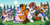 Size: 3717x1824 | Tagged: safe, artist:pridark, oc, oc only, oc:bassy, oc:diamond sword, oc:disterious, oc:grem, oc:intrepid charm, oc:silver thread, oc:thunder chaser, bat pony, earth pony, eevee, pegasus, pony, unicorn, bandana, bat pony oc, blushing, bush, cheek kiss, chest fluff, commission, couples, cuddling, cute, ear fluff, ear piercing, eyes closed, fangs, female, floppy ears, forest, gay, grass, gremond, happy, heart eyes, holiday, hug, kissing, lying, male, mare, oc x oc, ocbetes, open mouth, outdoors, piercing, pine tree, pokémon, pridark is trying to murder us, shipping, smiling, stallion, straight, tree, unshorn fetlocks, valentine's day, wingding eyes