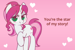 Size: 1800x1200 | Tagged: safe, artist:dawnfire, oc, oc only, oc:novella, pony, unicorn, cute, female, heart, holiday, lidded eyes, looking at you, mare, ocbetes, smiling, solo, valentine's day