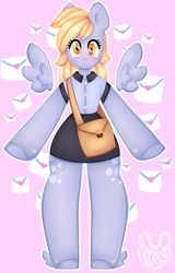 Size: 1921x3000 | Tagged: safe, artist:bunxl, derpy hooves, pegasus, anthro, unguligrade anthro, g4, arm hooves, clothes, female, heart, heart eyes, looking at you, mailbag, mailmare, mare, solo, starry eyes, wingding eyes