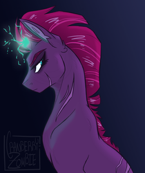 Size: 926x1100 | Tagged: safe, artist:cranberry--zombie, tempest shadow, pony, unicorn, g4, my little pony: the movie, eye scar, female, horn, magic, scar, solo, sparking horn