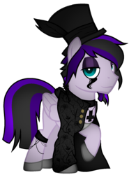 Size: 991x1339 | Tagged: safe, artist:thecreativeenigma, oc, oc only, oc:astral legacy, pegasus, pony, base used, clothes, goth, hat, male, simple background, solo, stallion, top hat, transparent background