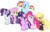 Size: 1024x649 | Tagged: safe, artist:bezziie, applejack, fluttershy, pinkie pie, rainbow dash, rarity, twilight sparkle, alicorn, pony, g4, alternate universe, chef's hat, clothes, flower, flower in hair, fluffy, hat, jacket, mane six, simple background, transparent background, twilight sparkle (alicorn)