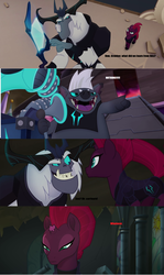 Size: 1920x3228 | Tagged: safe, edit, edited screencap, screencap, grubber, storm king, tempest shadow, g4, my little pony: the movie, code ment, none piece, parody, purpleeyeswtf, screencap comic, soul whatever