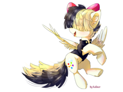 Size: 1707x1280 | Tagged: safe, artist:kaliner123, songbird serenade, pegasus, pony, g4, my little pony: the movie, bow, clothes, female, flying, hair bow, mare, open mouth, simple background, smiling, solo, spread wings, transparent background, wings