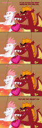 Size: 900x2756 | Tagged: safe, artist:queencold, fizzle, garble, dragon, g4, comic, dialogue, duo, gem, holiday, lava, teenaged dragon, valentine's day