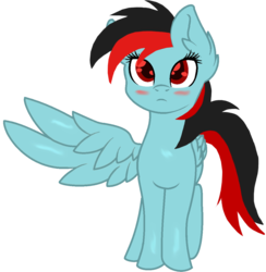 Size: 1107x1134 | Tagged: safe, artist:daytona, oc, oc only, oc:daytona, pegasus, pony, base used, blushing, ear fluff, female, mare, simple background, solo, spread wings, transparent background, wings