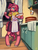 Size: 918x1200 | Tagged: safe, artist:lexx2dot0, pinkie pie, earth pony, anthro, unguligrade anthro, g4, apron, batter, bowl, cake batter, clothes, cute, diapinkes, female, kitchen, looking at you, mare, night, shorts, solo, stars, tongue out